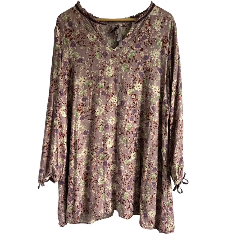 Mossimo Supply Co‎ Women’s Size XXL Antique Floral Tunic Dress with Velvet Trim
